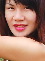 Unabashed ladyboy Gold posing all naked alfresco