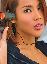 Horny tranny playing strip game with her spyglass