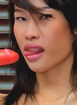 Lovely Asian tranny Say sucking and ramming a toy