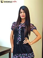 Tall, slim and sexy ladyboy strokes cock