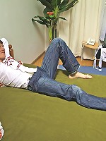 Horny hunk assfucking a crossdressed blonde in nylons